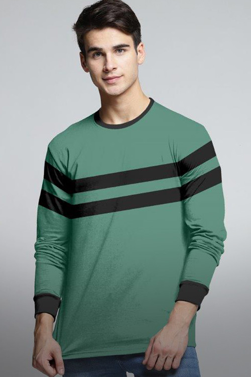Greenish with Black stripe T-Shirt Full Sleeve