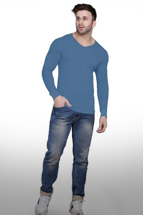 Bluish Solid T-Shirt
