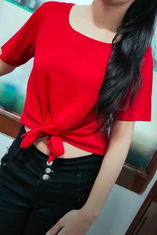 Red Crop Top With Front Knot