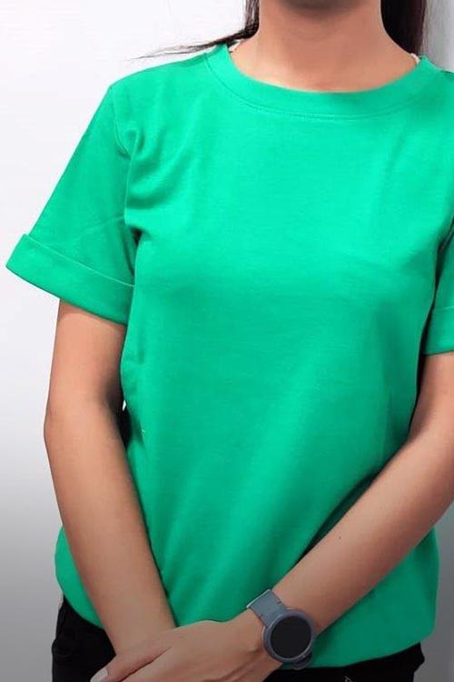 Green Stylish Sleeve Fold Top
